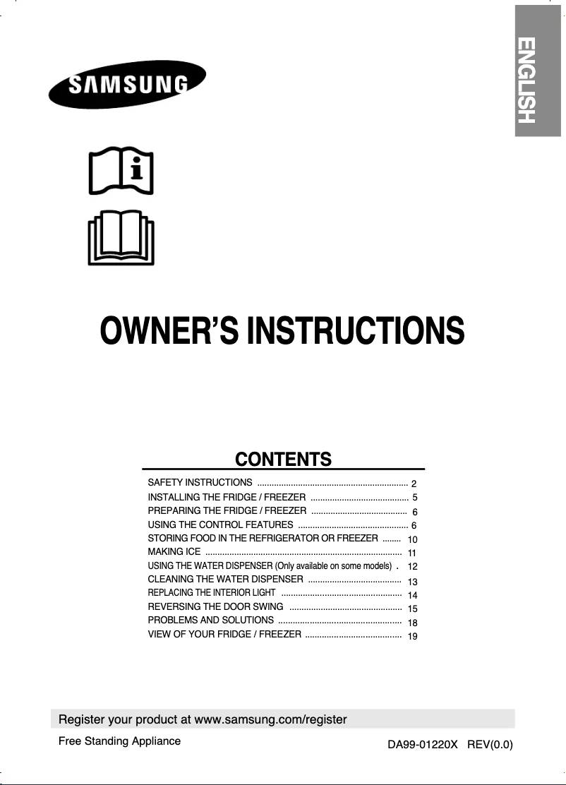 Page n°1 - Manuel utilisateur Samsung RL38HCSW