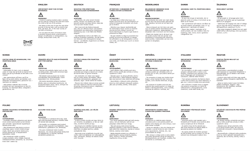 Page 1 de la notice Manuel utilisateur Ikea UTTER