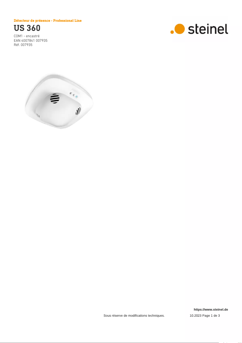 Image de la première page du manuel de l'appareil US 360