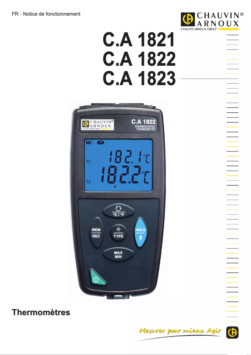 Page 1 de la notice Manuel utilisateur Chauvin Arnoux C.A 1822