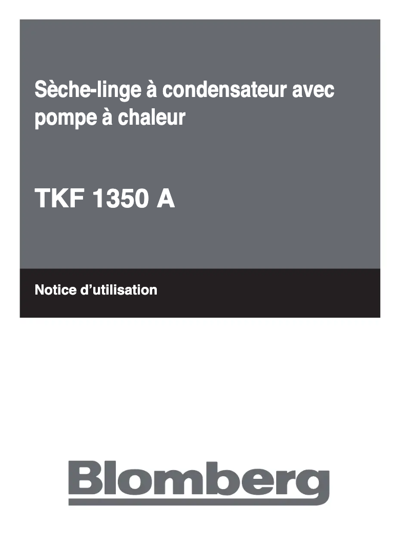 Image de la première page du manuel de l'appareil TKF 1350 A