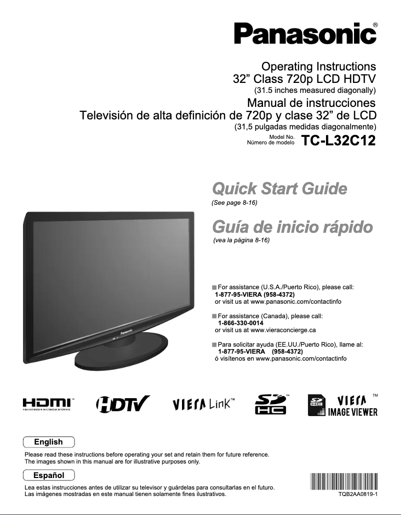 Page 1 de la notice Manuel utilisateur Panasonic Viera TC-L32C12