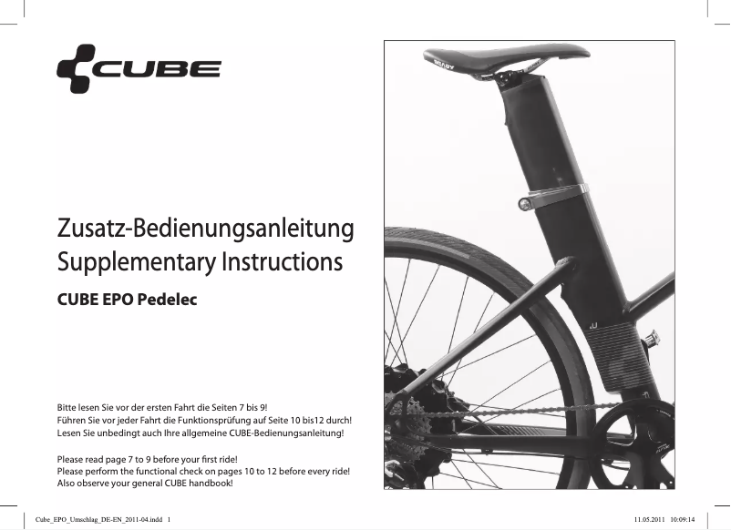 Page n°1 - Manuel utilisateur Cube EPO Pedelec