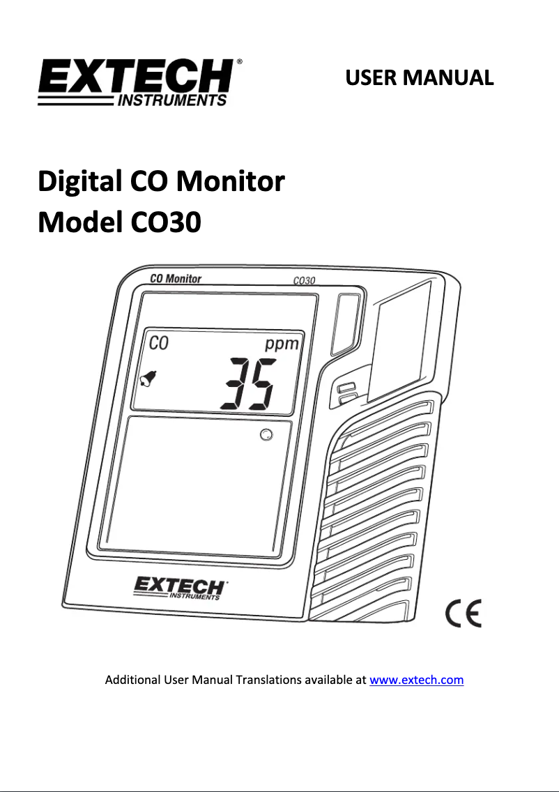Page n°1 - Manuel utilisateur Extech CO30