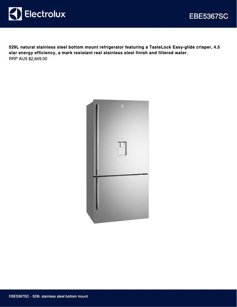 Image de la première page du manuel de l'appareil EBE5367SC