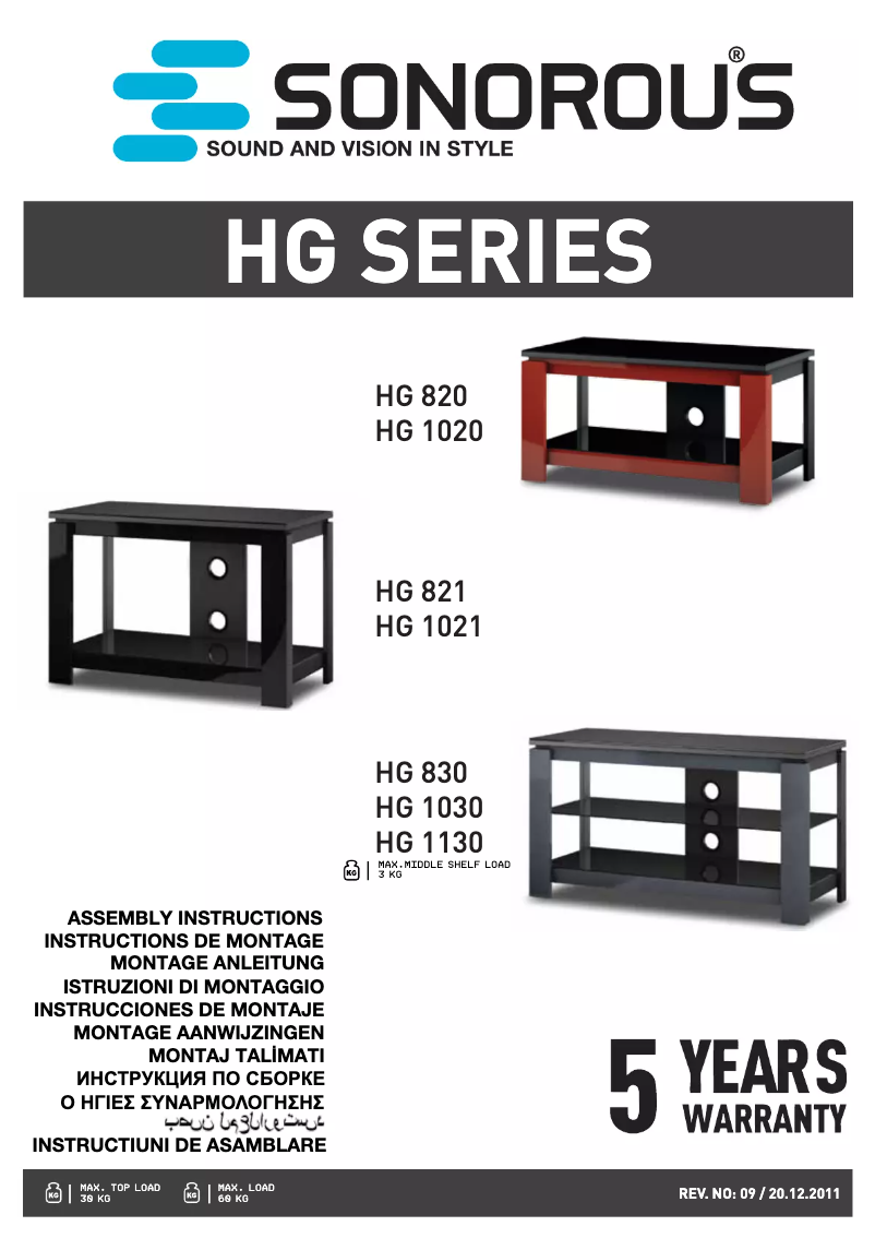 Page 1 de la notice Manuel utilisateur Sonorous HG 830