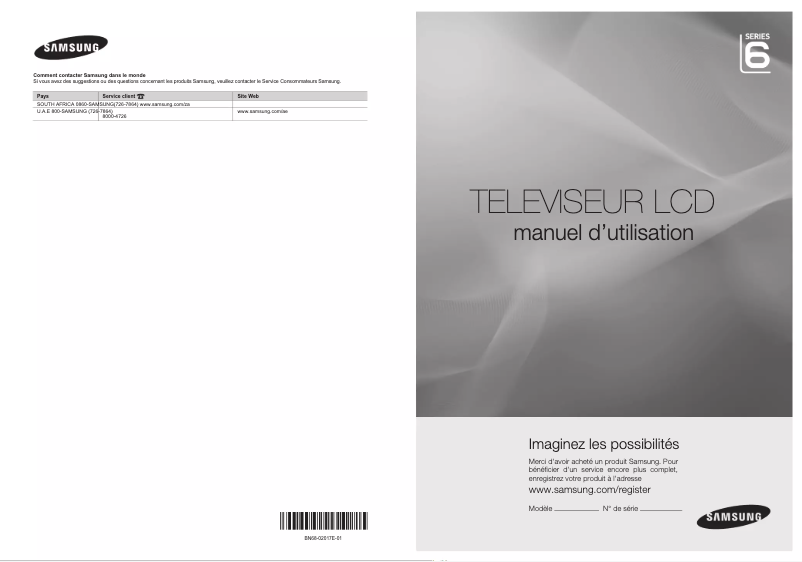 Page 1 de la notice Manuel utilisateur Samsung LA32B650T1R