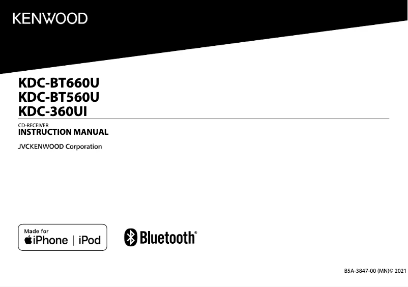 Page n°1 - Manuel utilisateur Kenwood KDC-BT660U