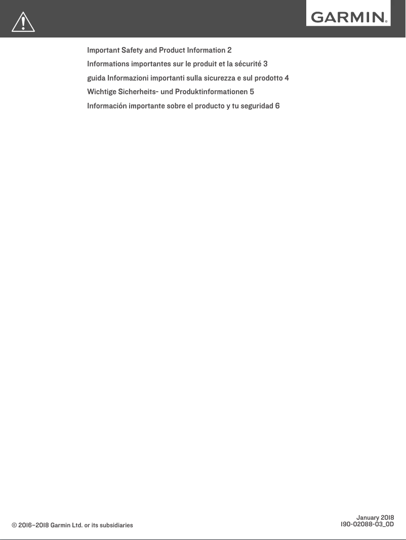 Page 1 de la notice Instructions de sécurité Garmin LIDAR-Lite v3 HP