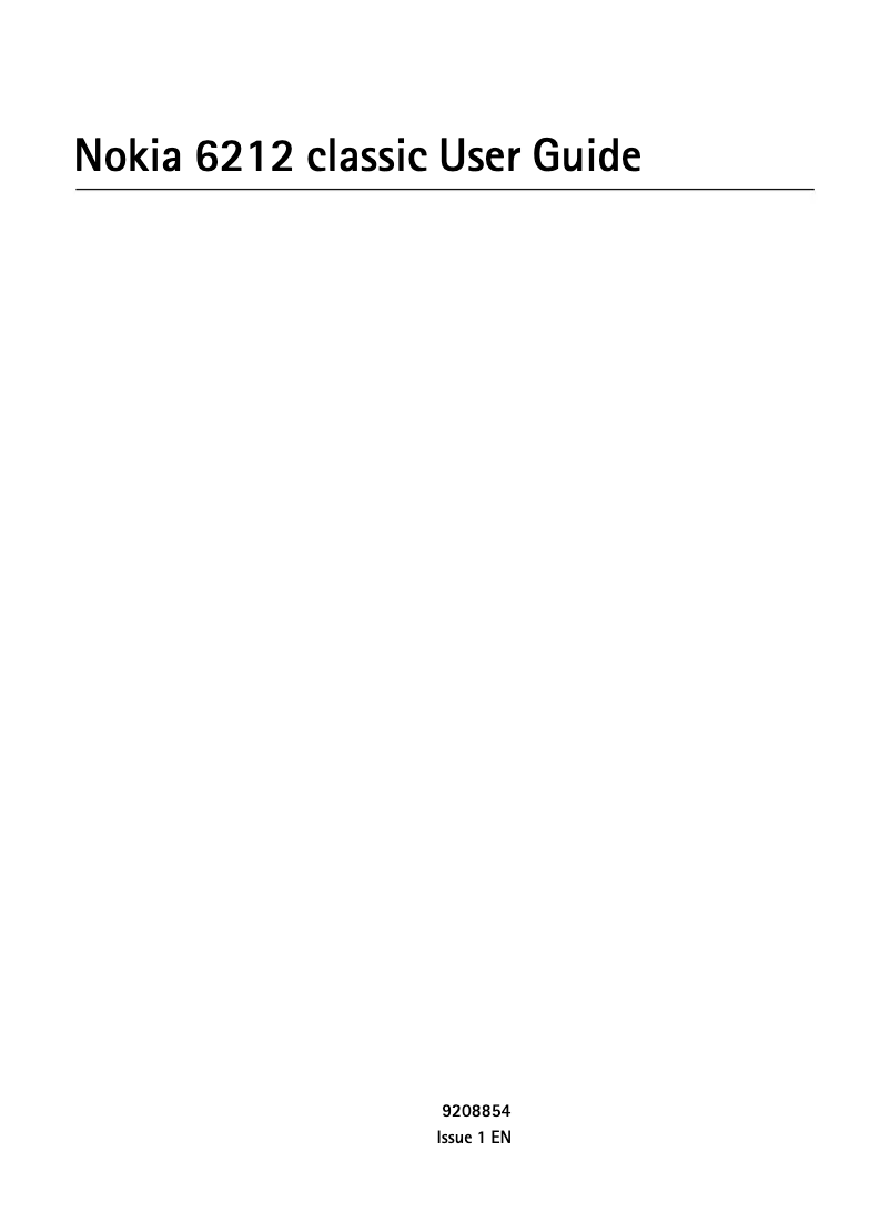 Page n°1 - Manuel utilisateur Nokia 6212