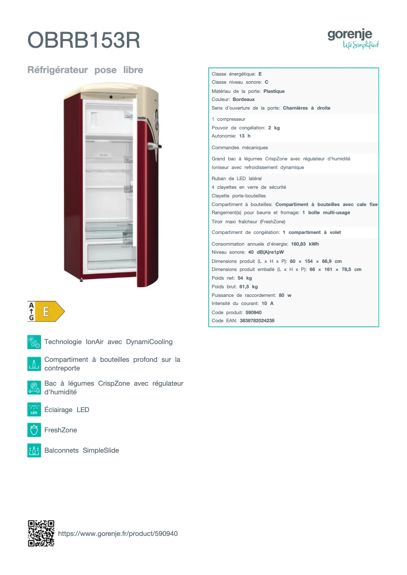 Image de la première page du manuel de l'appareil OBRB153R