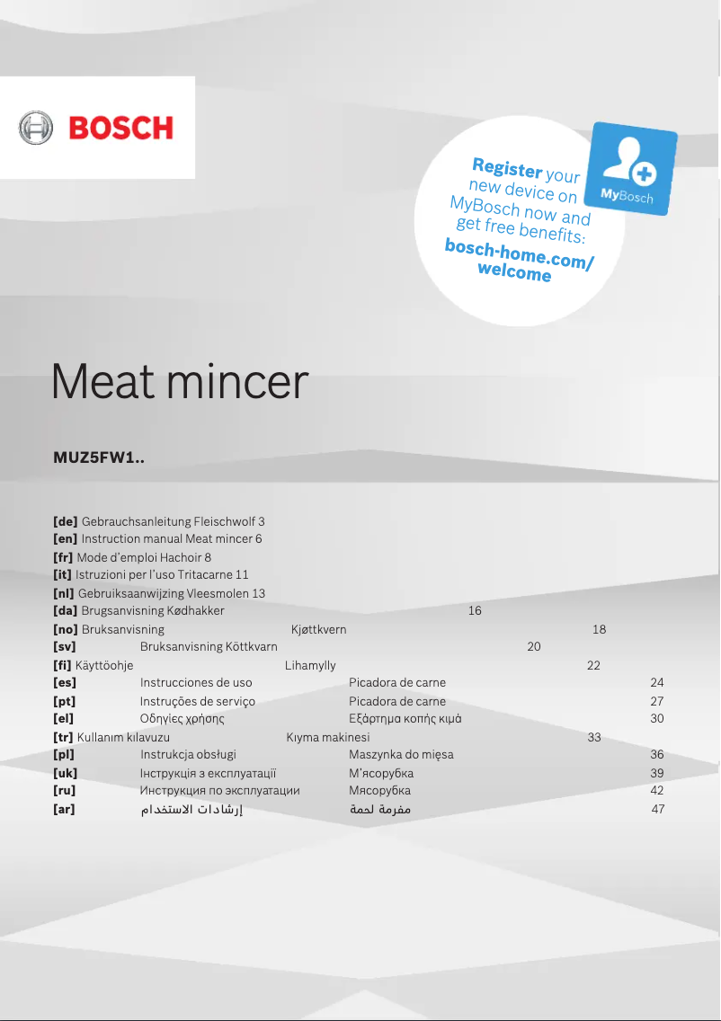 Page 1 de la notice Manuel utilisateur Bosch MUZ5BS1