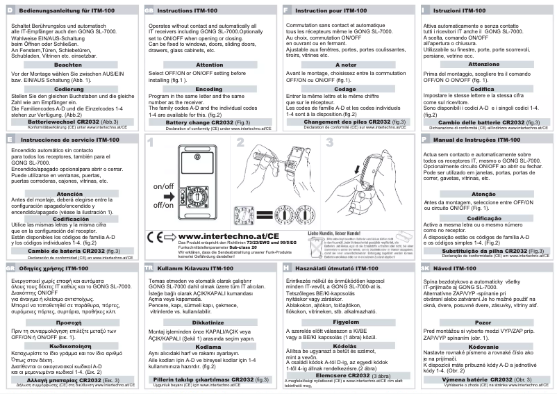 Page 1 de la notice Manuel utilisateur Intertechno ITM-100