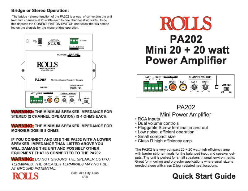 Page 1 of the manual User Manual Rolls PA202