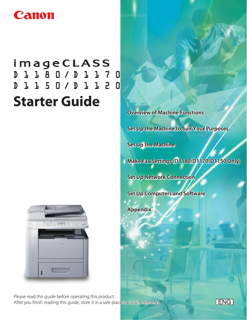 Page 1 de la notice Guide de démarrage rapide Canon imageClass D1150