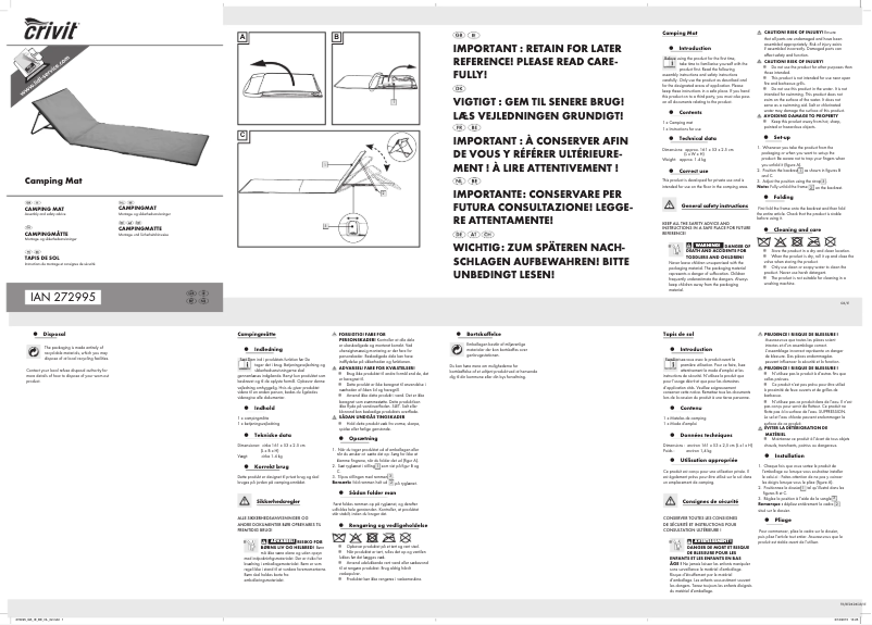 Page n°1 - Manuel utilisateur Crivit HG00627A