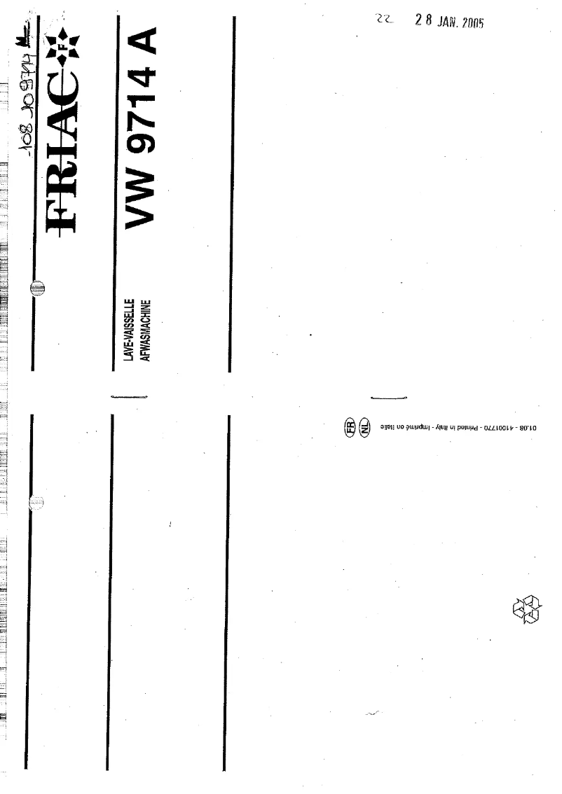 Page 1 de la notice Manuel utilisateur Friac VW 9714 A