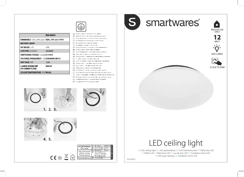 Page n°1 - Manuel utilisateur Smartwares IDE-60031