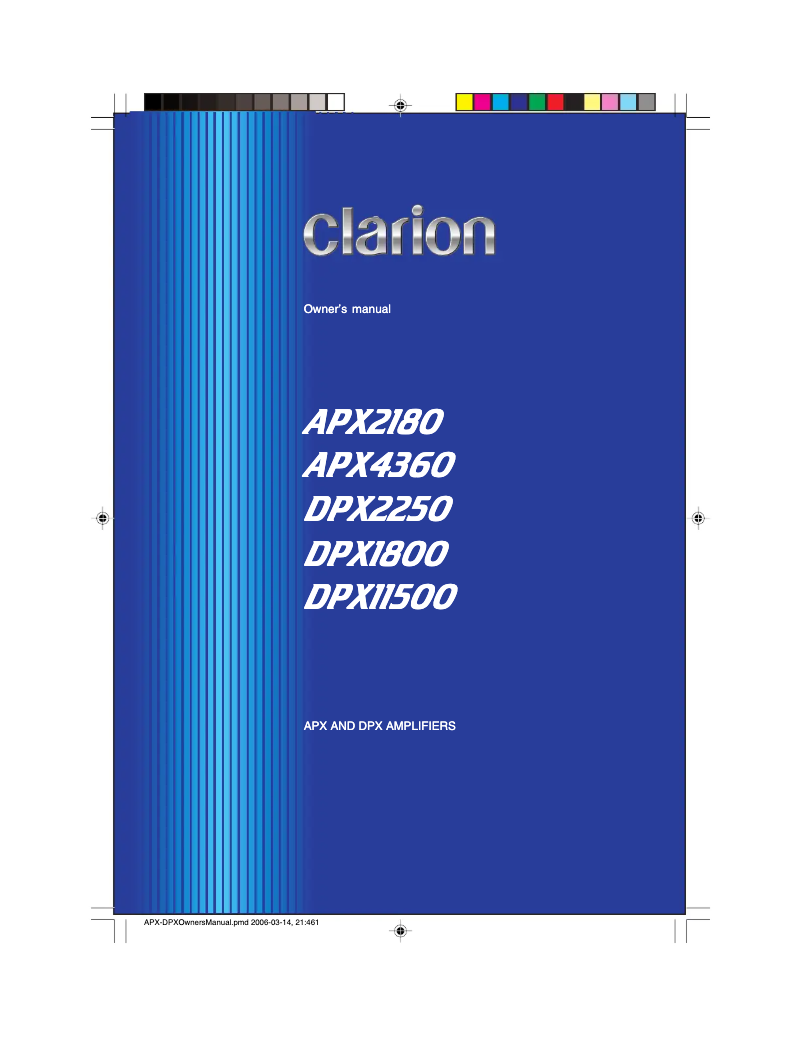 Page n°1 - Manuel utilisateur Clarion APX2180