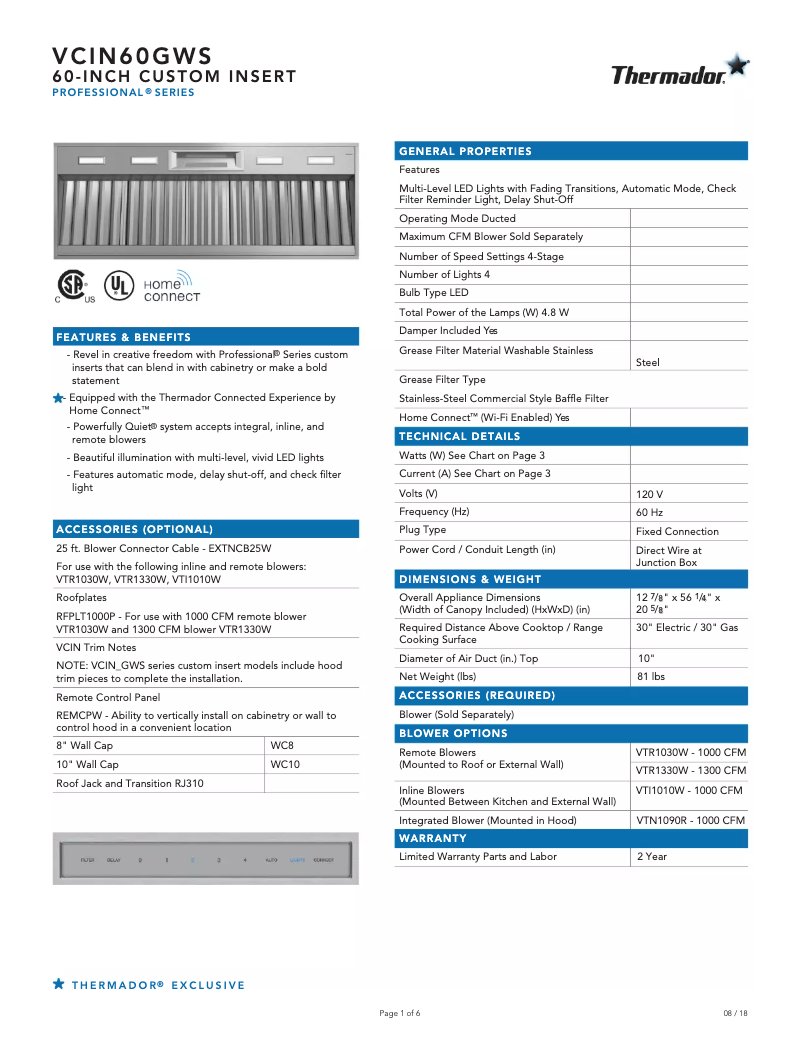 Image de la première page du manuel de l'appareil VCIN60GWS
