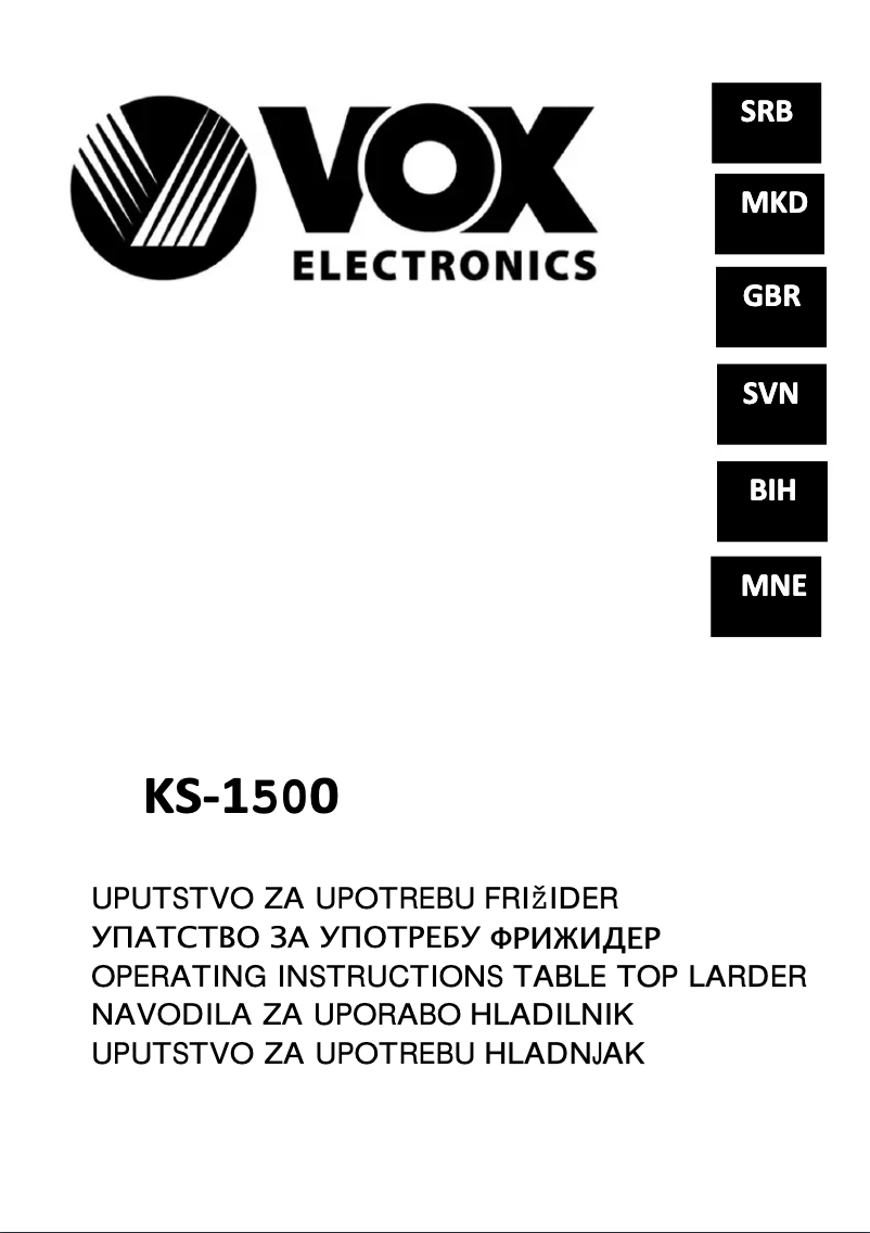 Page 1 de la notice Manuel utilisateur VOX KS1500