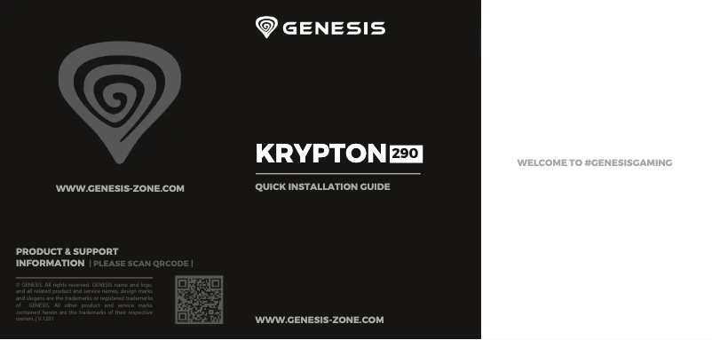 Page 1 de la notice Manuel utilisateur Genesis Krypton 290