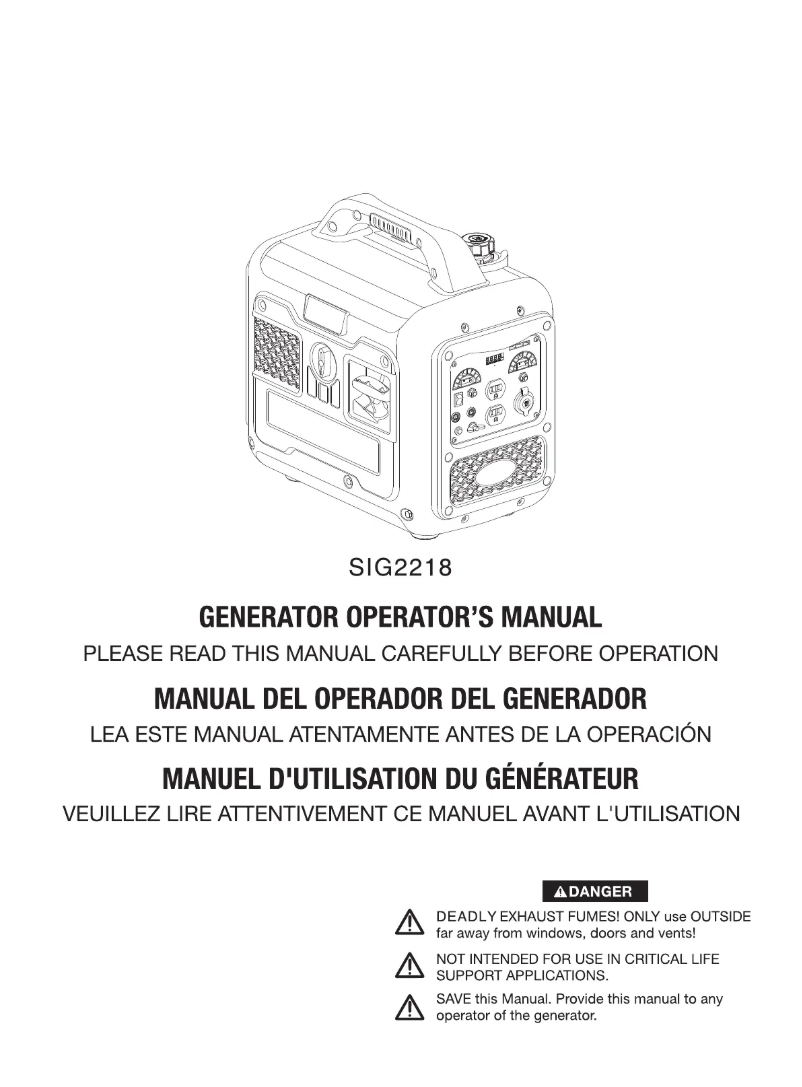 Page n°1 - Manuel utilisateur Simpson SIG2218