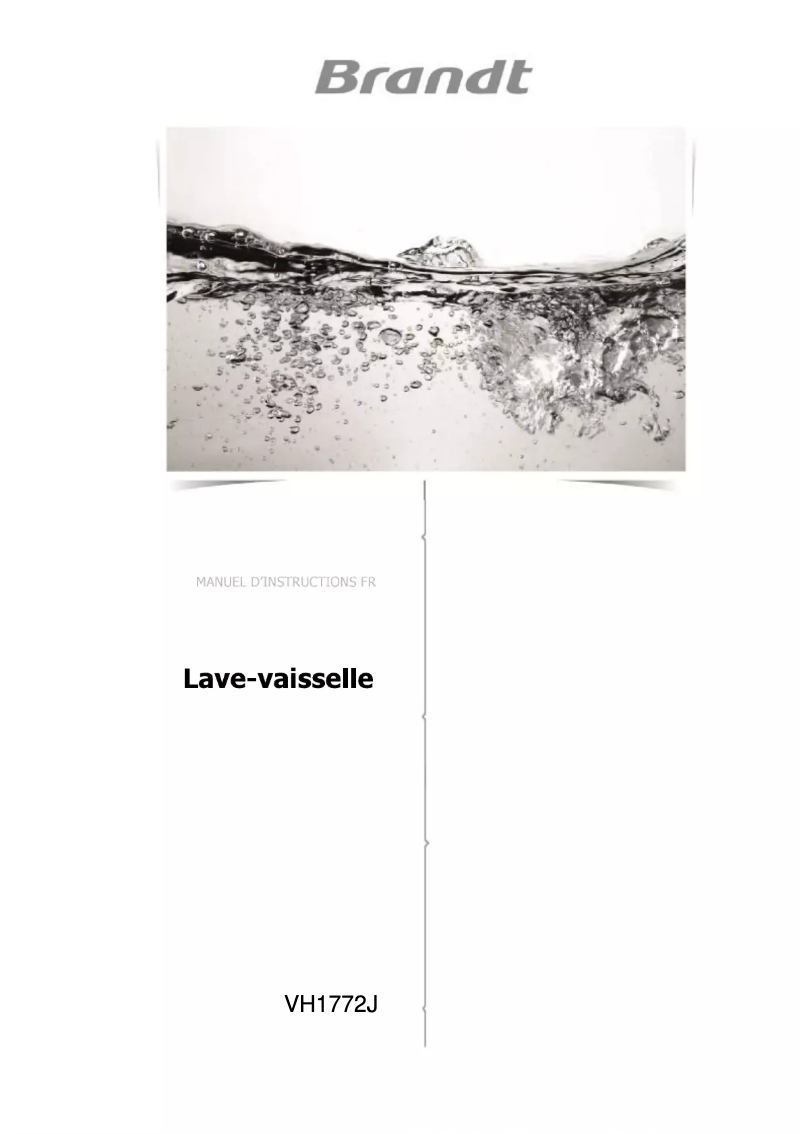 Page 1 de la notice Manuel utilisateur Brandt VH1772J