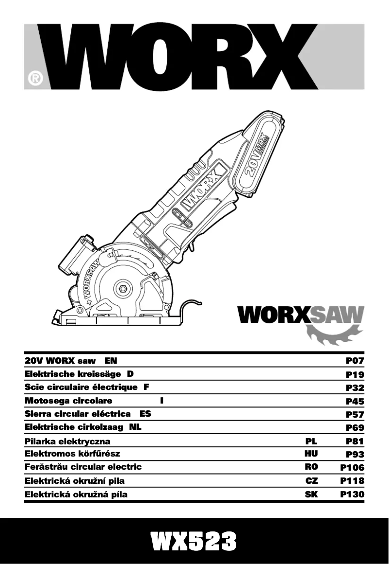 Page n°1 - Manuel utilisateur Worx WX523