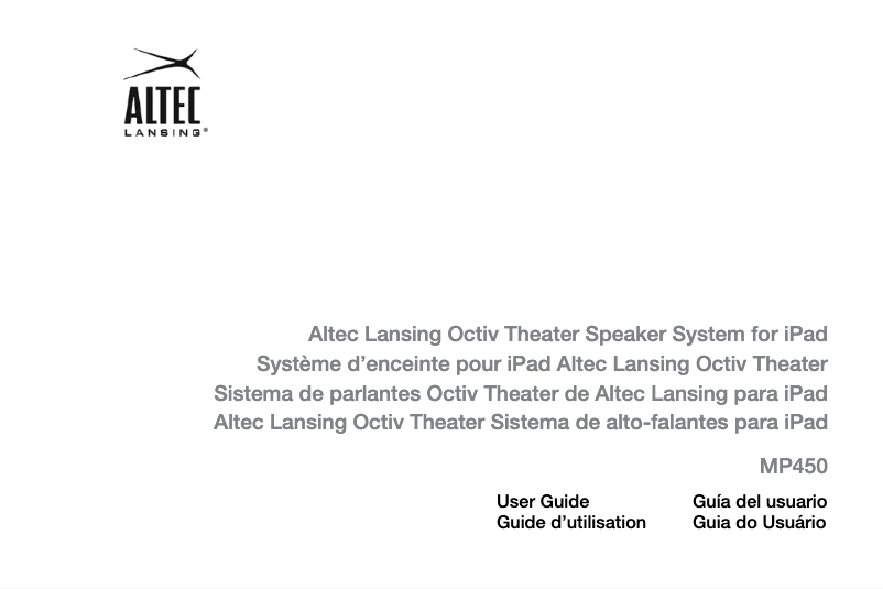 Page 1 de la notice Manuel utilisateur Altec Lansing Octiv Stage MP450