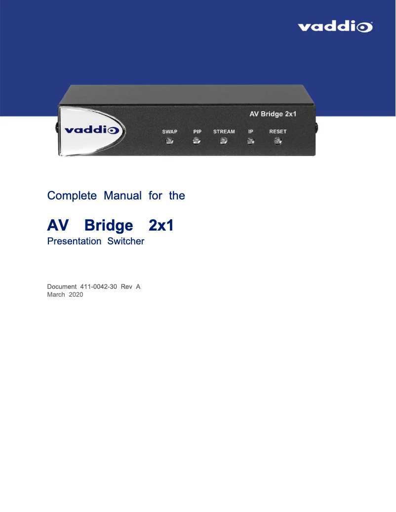 Page 1 de la notice Manuel utilisateur Vaddio AV Bridge 2x1