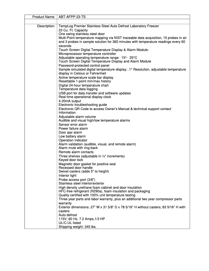Image de la première page du manuel de l'appareil ABT-AFPP-23-TS