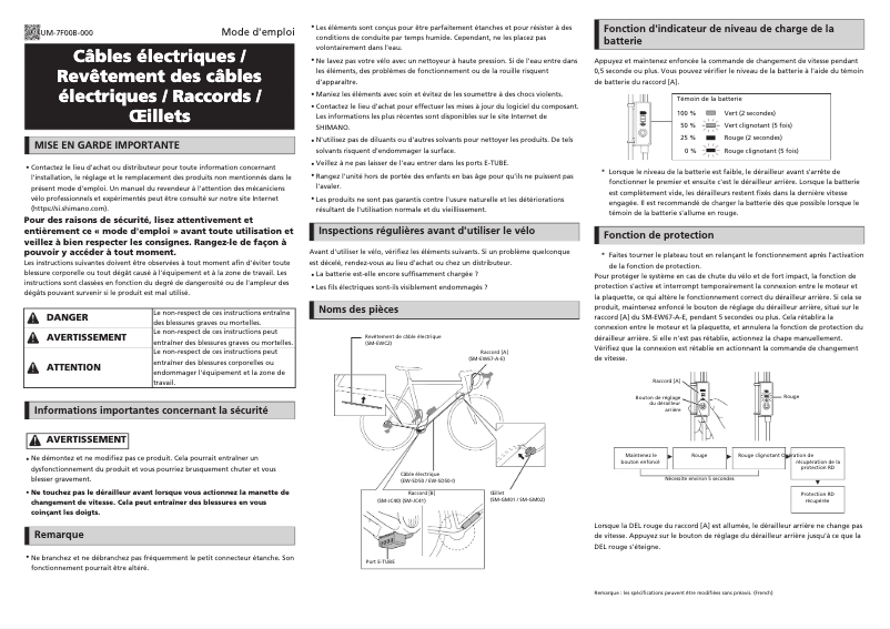 Page n°1 - Manuel utilisateur Shimano SM-GM02
