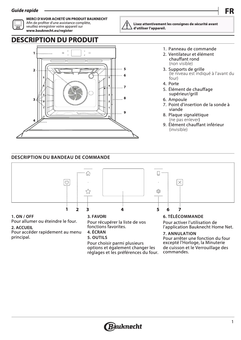 Page 1 de la notice Mode d'emploi Bauknecht BIK9 PP8TS2 PT CH