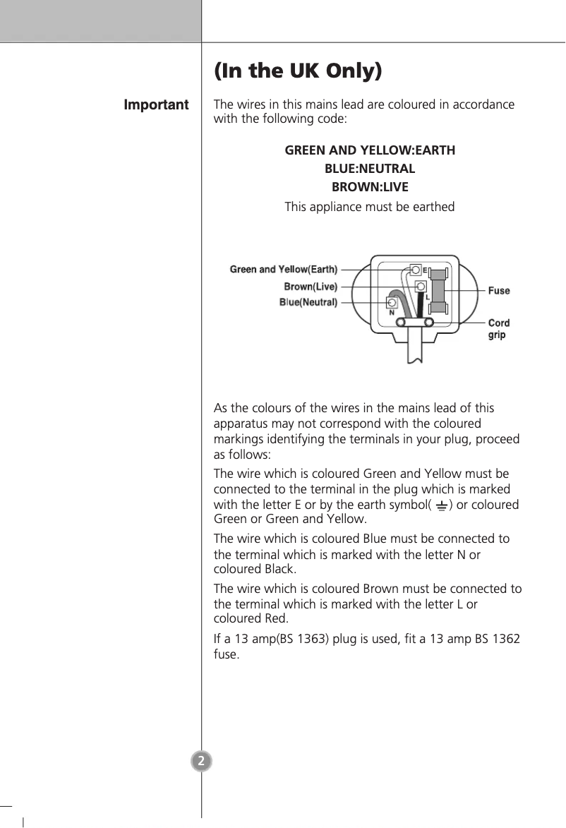 Page 1 de la notice Manuel utilisateur LG GB3133WBJK