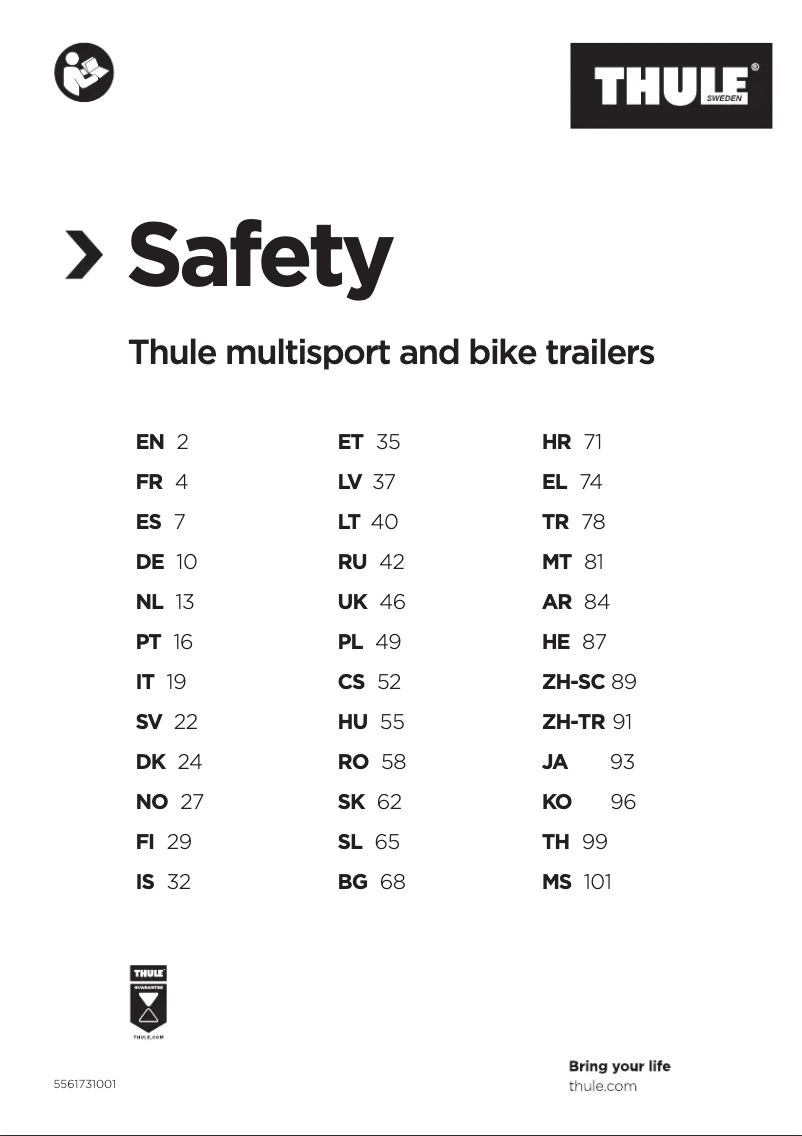 Page 1 de la notice Manuel utilisateur Thule Courier