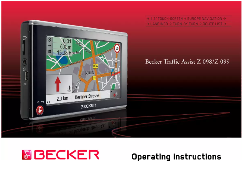 Page 1 de la notice Manuel utilisateur Becker Traffic Assist Z 098