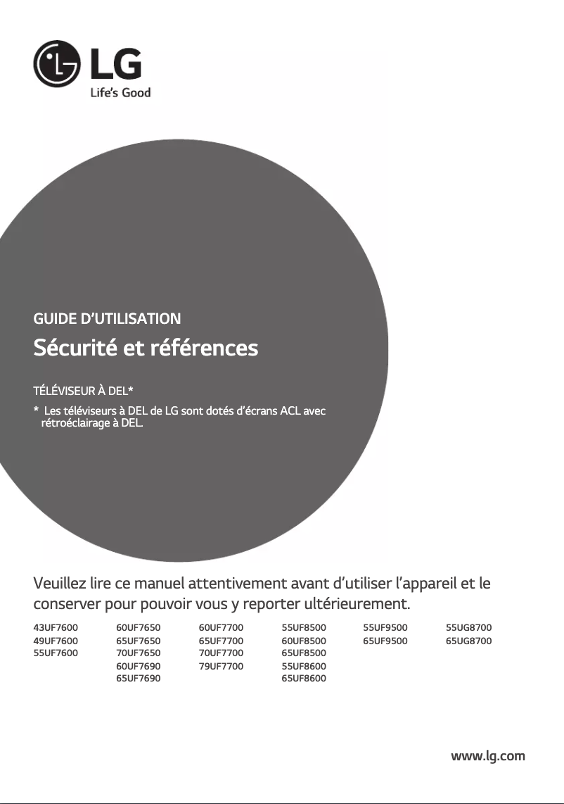 Page 1 de la notice Manuel utilisateur LG 65UG8700