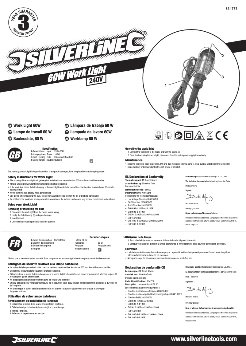 Page 1 de la notice Manuel utilisateur Silverline 834773