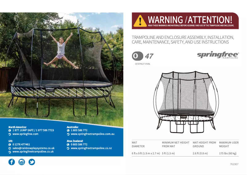 Página 1 del manual Manual de usuario Springfree Compact Oval O47