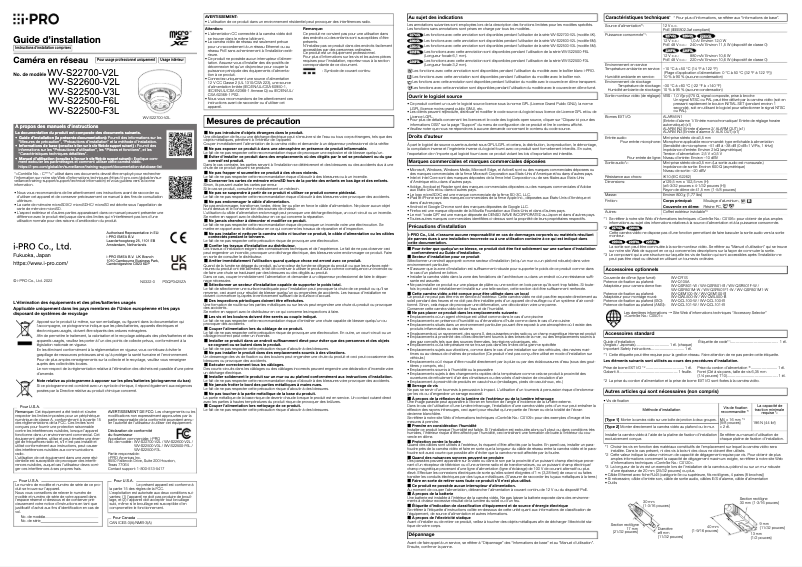 Page n°1 - Manuel utilisateur i-PRO WV-S22500-F3L