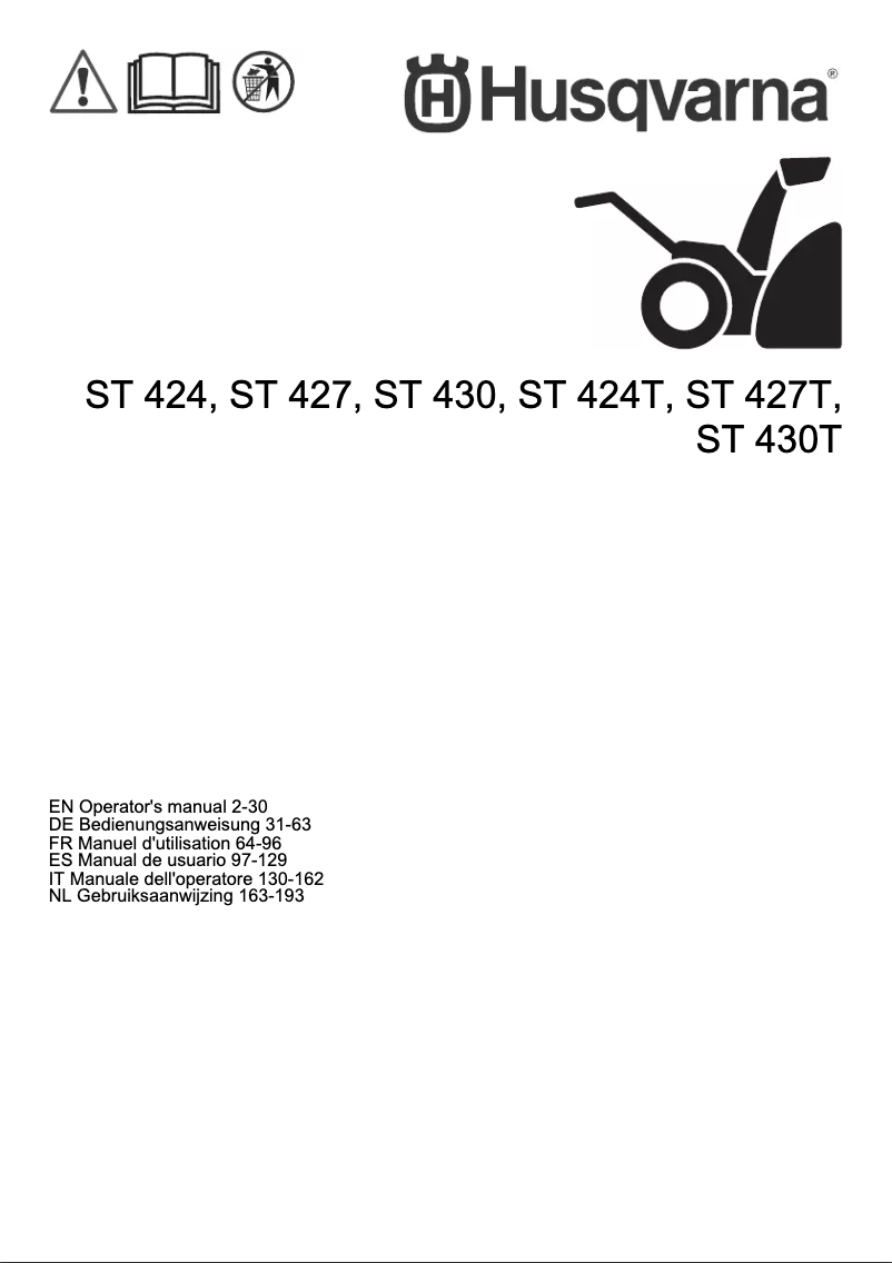 Page n°1 - Manuel utilisateur Husqvarna ST 427T
