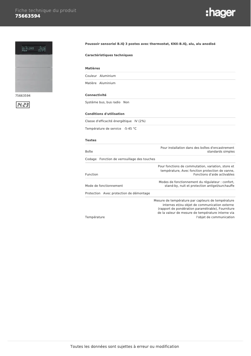 Image de la première page du manuel de l'appareil 75663594