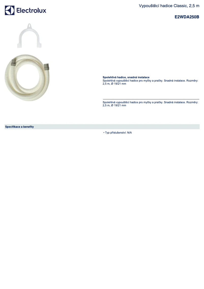 Image de la première page du manuel de l'appareil E2WDA250B