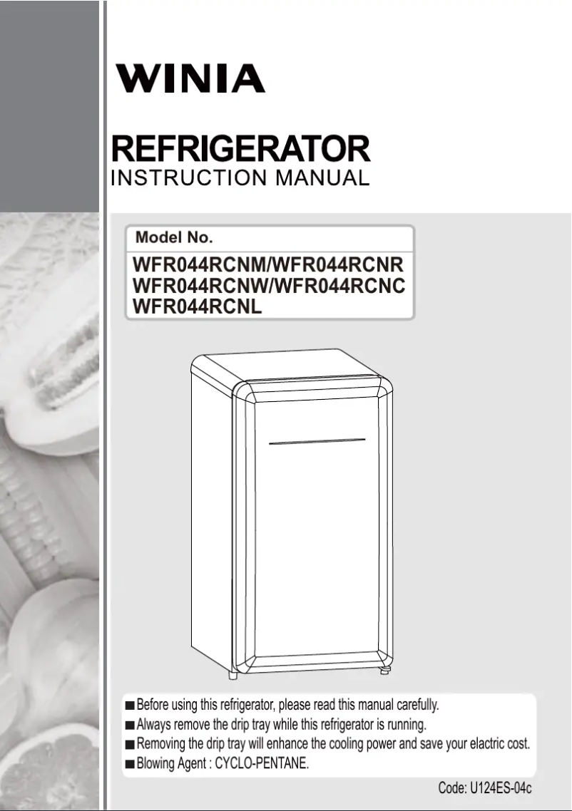 Page 1 de la notice Manuel utilisateur Winia WFR044RCNC