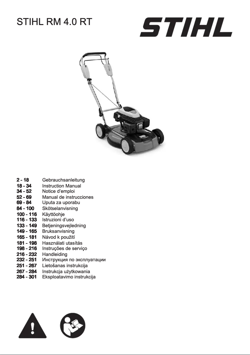 Page 1 de la notice Manuel utilisateur Stihl RM 4 RT