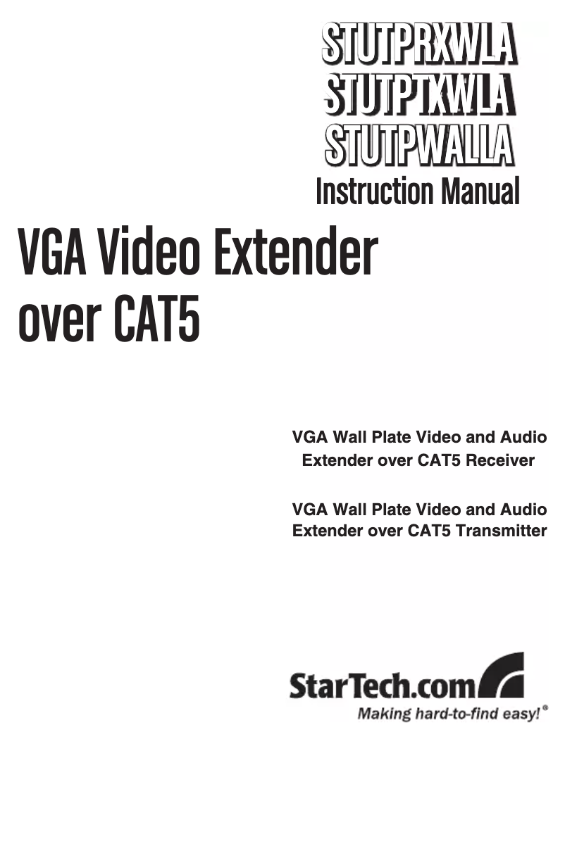 Page 1 de la notice Manuel utilisateur StarTech.com STUTPWALLA
