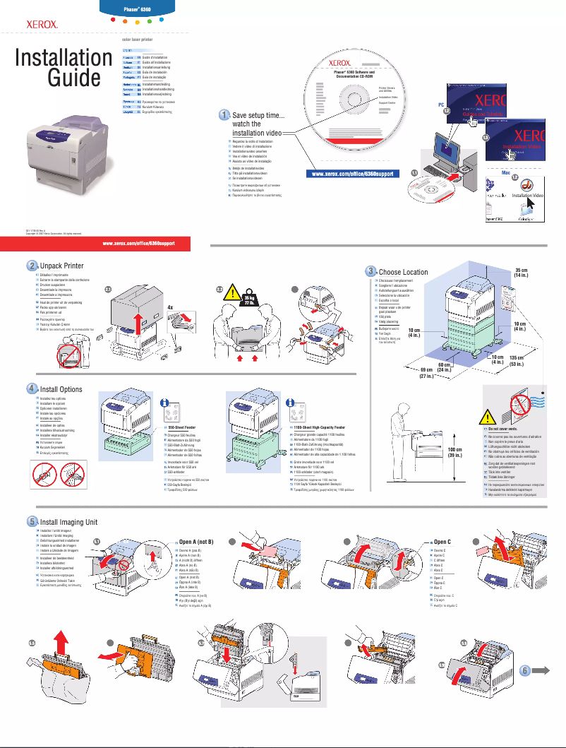 Page n°1 - Guide d'installation Xerox Phaser 6360