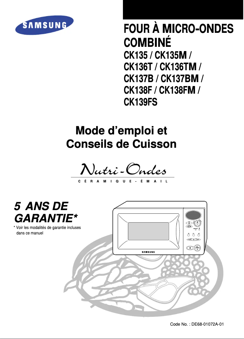 Page 1 de la notice Manuel utilisateur Samsung CK136T