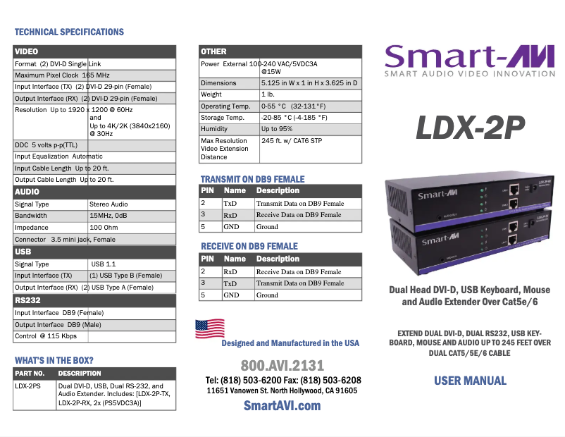 Page n°1 - Manuel utilisateur Smart-AVI LDX-2P-TX